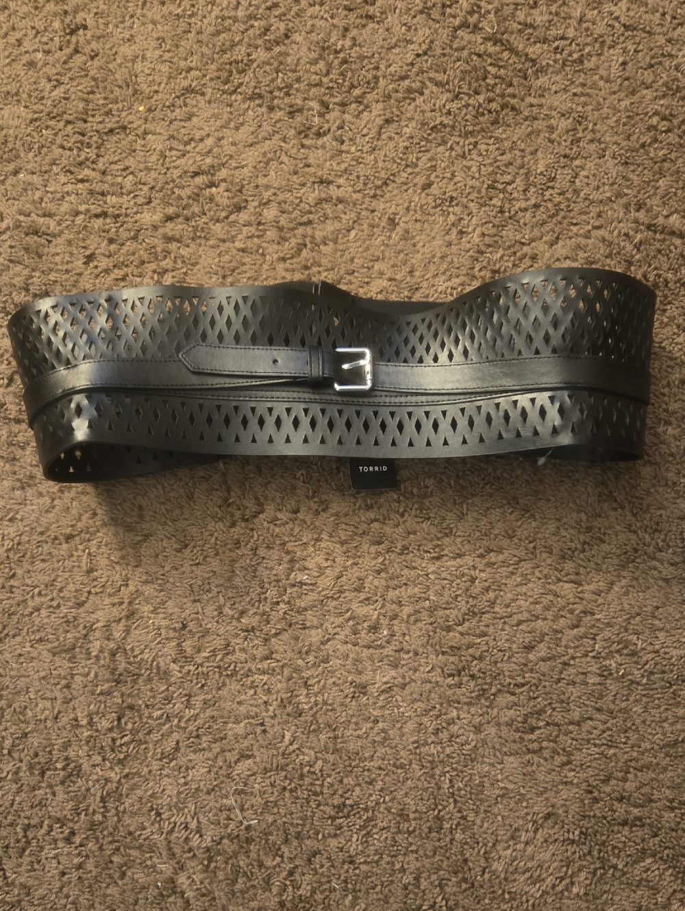 torrid Black Laser-Cut Wide Waist Belt with Center Buckle